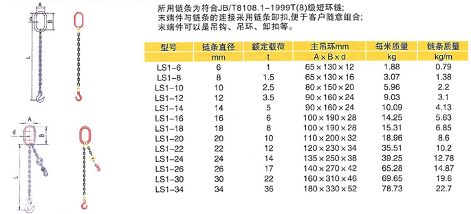 单腿链条索具 单腿链条索具